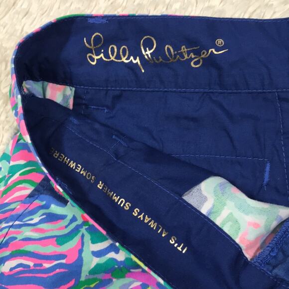 Lilly Pulitzer The Jayne Short Bright Indigo Exotic Escapade Preppy - Picture 5 of 11
